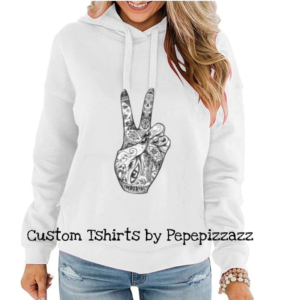 PEACE BOHO HENNA TATTOO HOODIE SWEATSHIRT. COZY. Handmade